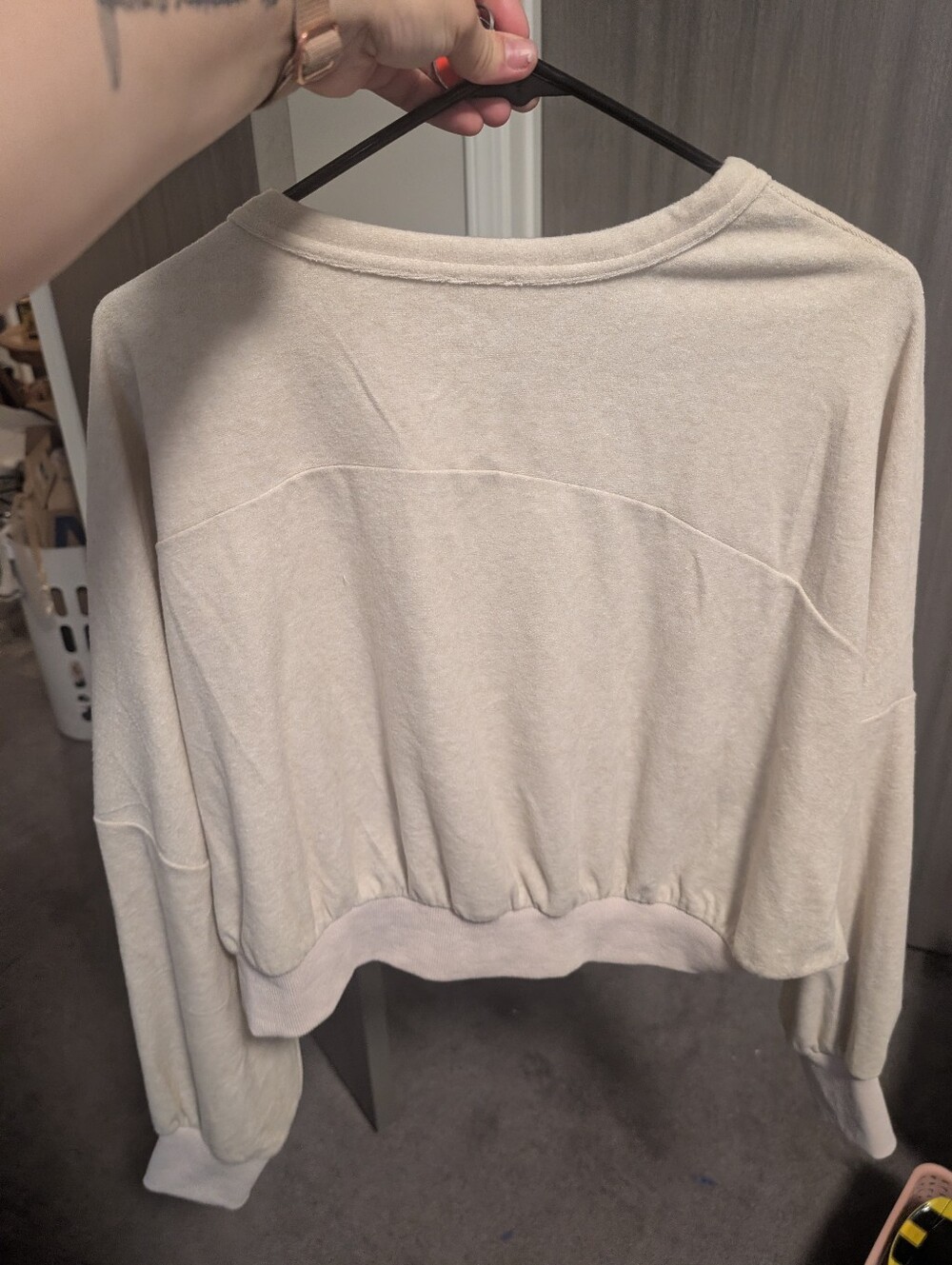Hem & Thread Cream Cropped Open-Front Jacket - Picture 2 of 3